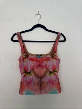 AFRM Pink Floral Square-Neck Tank Top | Pink Multicolor | S | NWOT